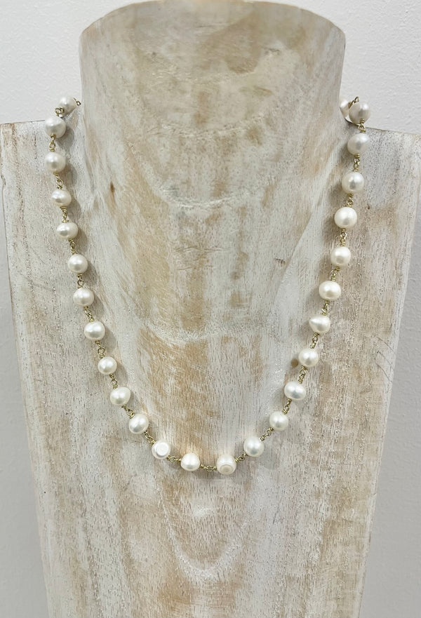 Collana in perle con nodini in argento 925 dorato