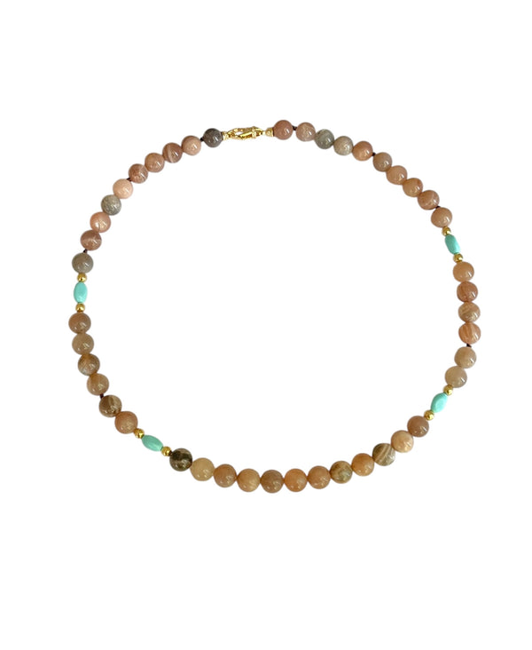 Collana in Pietra di Luna e Pasta Turchese