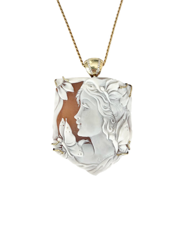 Cameo sardonico inciso a mano con fune in argento 925