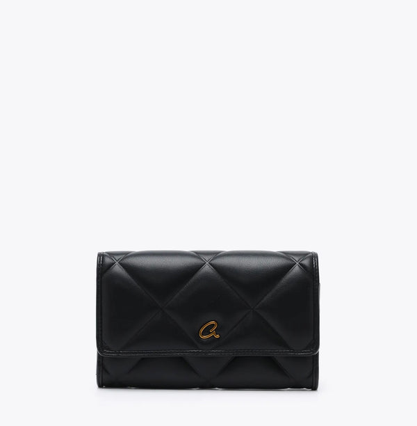 WALLET WITH FLAP AND DEBOSSED QUILTED TECHNIQUE