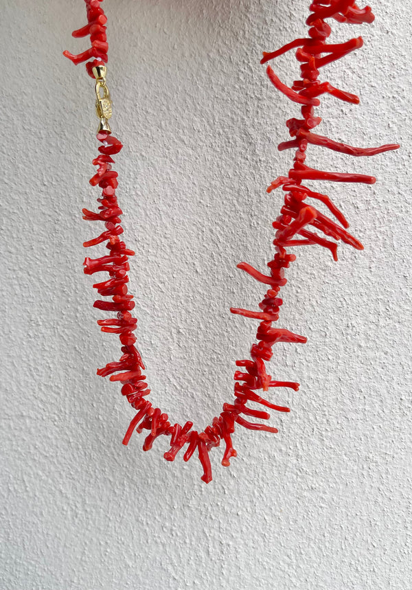 🌺 Collana in Corallo Naturale e Argento 925 Dorato